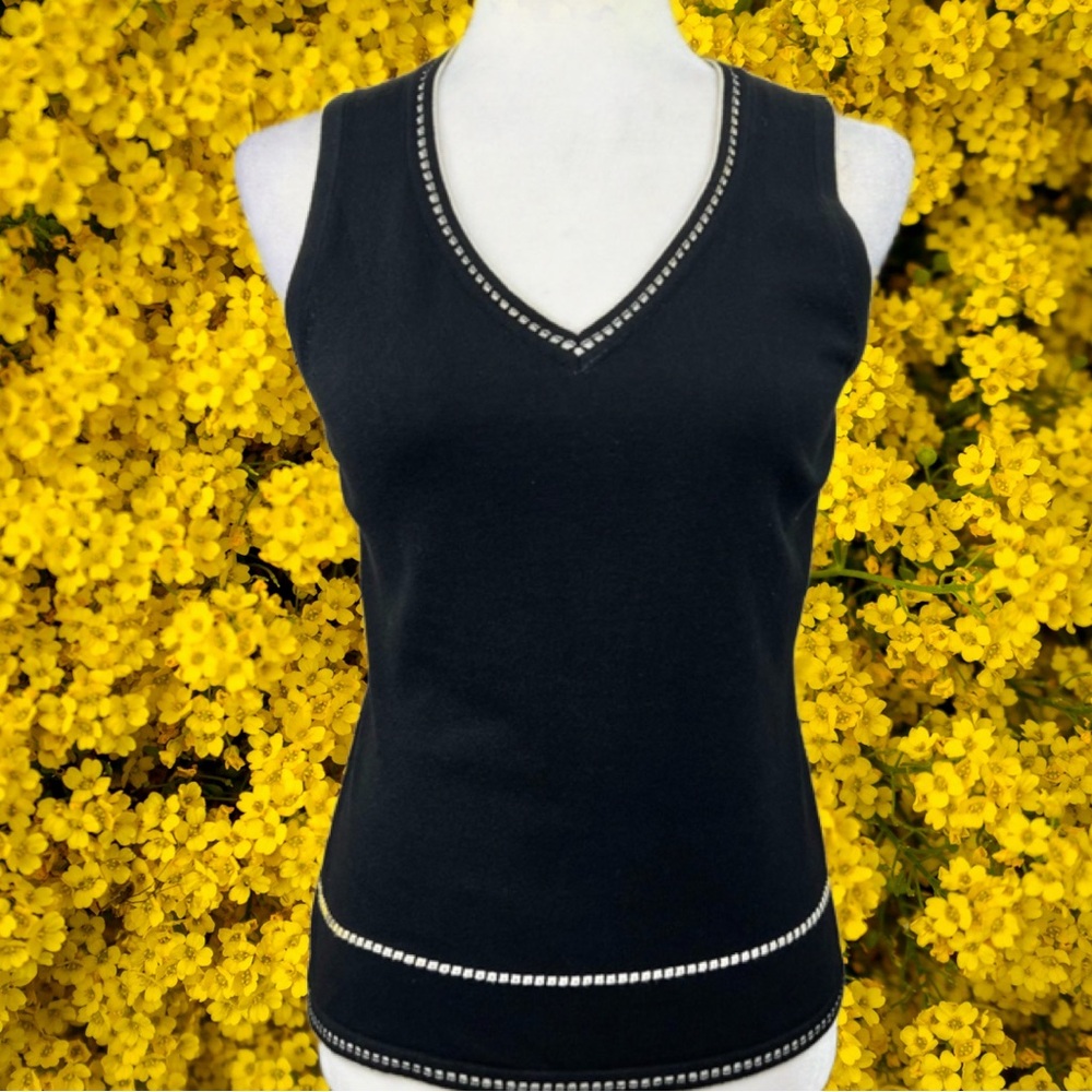 LOFT Black Tank Top with Silver Accents